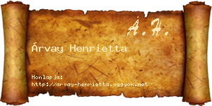Árvay Henrietta névjegykártya